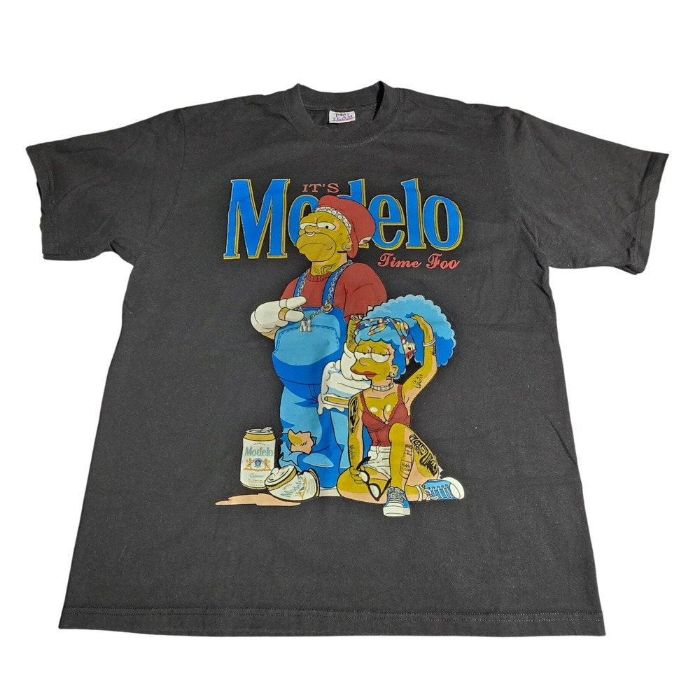 Y2K Pro Team Modelo Time Foo Simpsons Parody Graphic T-Shirt Mens XL Black